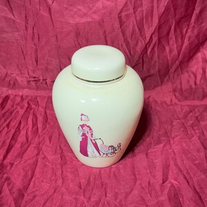 Vintage 9.5&quot; Ginger Jar Ceramic Porcelain Victorian Carriage Kitchen Canister