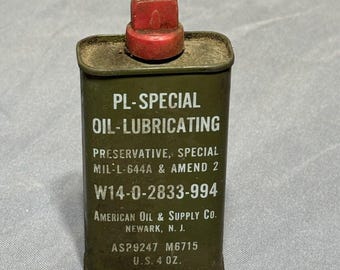 Vintage Military Lube Oil By American Oil Company 4oz Metal Can PL-SPECIAL 1960s