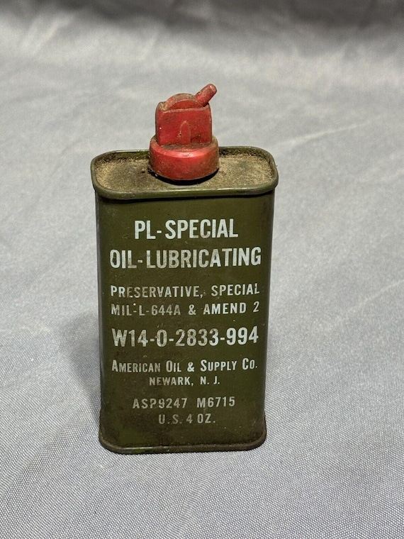 Vintage Military Lube Oil by American Oil Company 4oz Metal Can PL