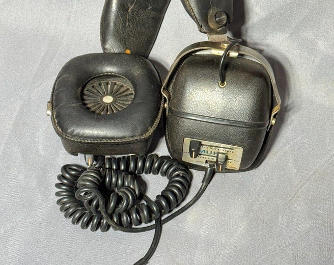1970s Mura Wired Headphones Mid Century Mono Stereo Adjustable Plug 1970s-mura-wired-headphones-mid-century-mono-stereo-adjustable-plug