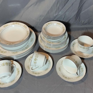 Vintage 28pc Royal Court “Sharon” Fine China Dinner Set for 4 Plates Bowls Cups