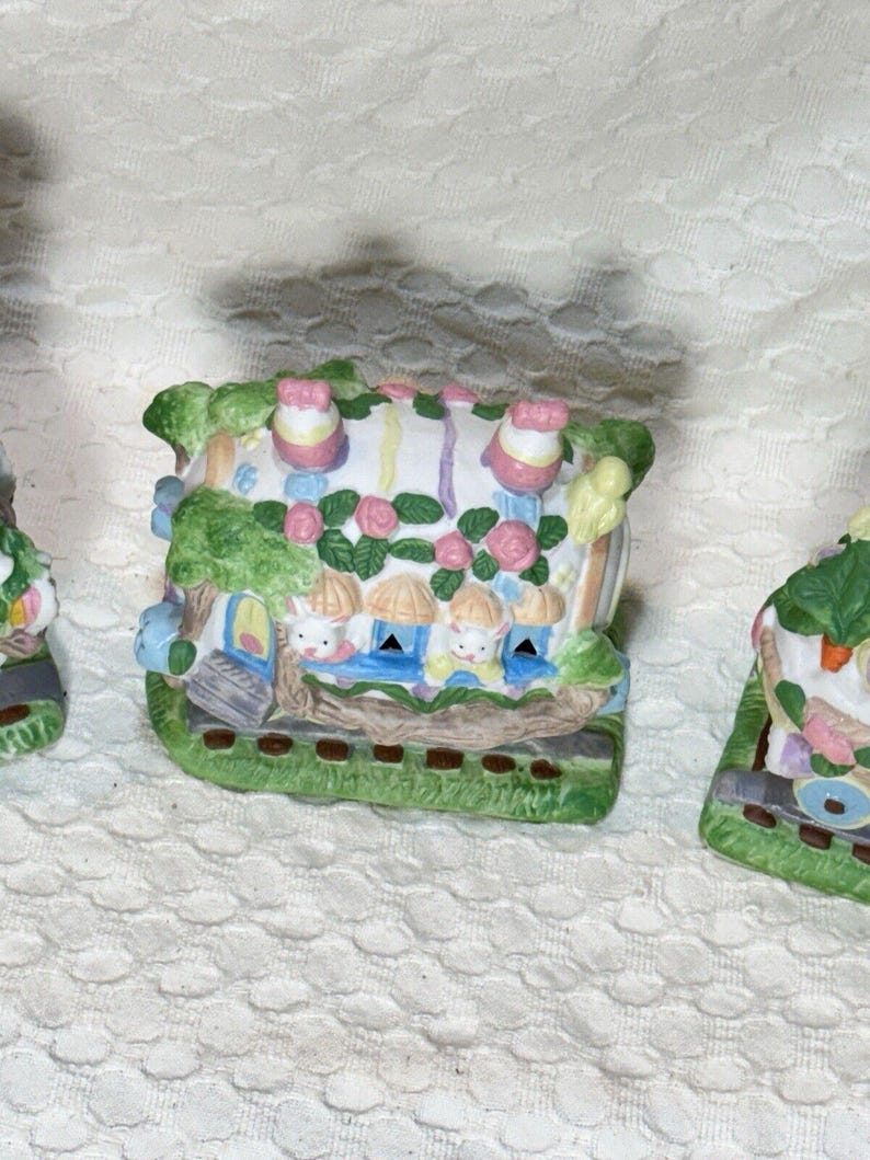 Vintage 3-piece Lighted Easter Train Set Ceramic Holiday Decor Bunny ...