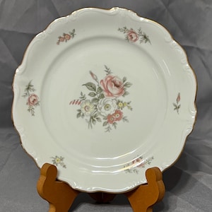 Plato para ensalada vintage Johann Haviland de 19,5 cm con adornos de rosas de Baviera, Alemania, borde dorado