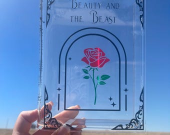 Acryl Büchervase - Die Schöne und das Biest inspirierte Rosenvase