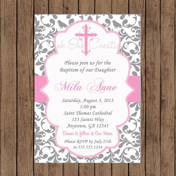 girls baptism invitation baby dedication invitation etsy