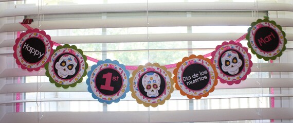 Sugar Skull Birthday Word Banner Sugar Skull Birthday Banner