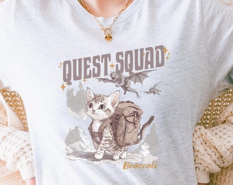 Broccoli Kitten Quest Squad mascotteshirt, op de vierde vleugel geïnspireerd T-shirt, Onyx Storm Fantasy-shirt, drakenrijder leesgrage cadeau, Xaden Riorson Merch