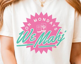 Camiseta divertida com estampa de Mahjong: Camiseta retrô Comfort Colors