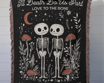 Custom Skeleton Woven Blanket: Spooky Wedding, Gothic Decor