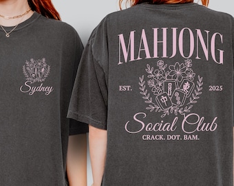 Custom Mahjong Social Club Comfort Colors Tee: Personalized Mahjong Lover Gift