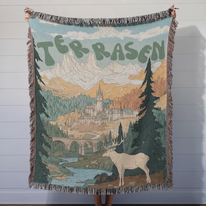 Terrasen Woven Blanket, Throne of Glass Inspired Throw, Fantasy Romantasy Book Nook, Bookish Crescent City Gift, BookTok Bookstagram Decor