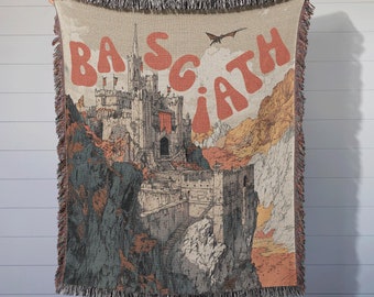Basgiath Woven Blanket, Fourth Wing Inspired Throw, Empyrean Series Dragon Rider Blanket, Bookish Romantasy Book Nook, Bookstagram Booktok