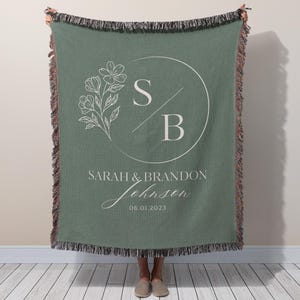 Personalized Throw, Couples Blanket with Names, Wedding Present, Bridal Shower Gift for Newlyweds, Cotton Anniversary Gift, Engagement Gift
