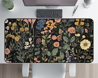 Wildblumen Schreibtischunterlage: Vintage botanische Mauspad, Cottagecore Dekor