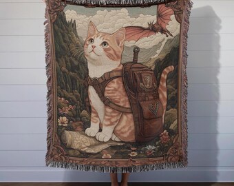 Broccoli the Cat Woven Blanket: Bookish Fourth Wing Throw
