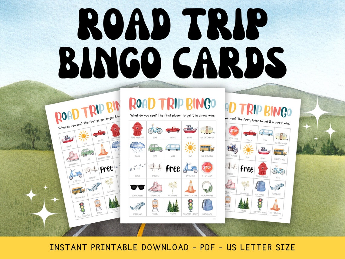 Road Trip Bingo, Printable Bingo Cards, Scavenger Hunt for Kids, Road Trip Activity for Kids ...