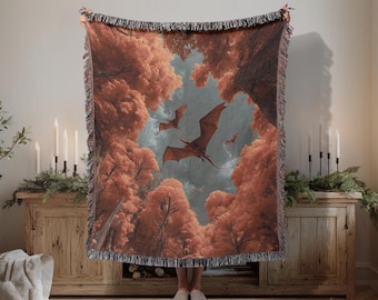 Dragon Forest Blanket: Fantasy Gothic Tapestry Throw
