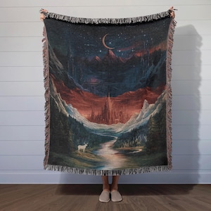 ACOTAR, Crescent City, Throne of Glass, Woven Blanket, Fantasy Bookish Decor Maasverse Booktok Gift Reading Nook Throw Night Court Aesthetic
