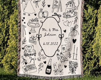 Personalized Wedding Blanket: Custom Woven Throw for Couples