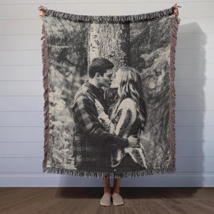 Custom Woven Photo Blanket - Personalized Throw with Picture, USA Made Gift for Mom, Grandma, Memorial Keepsake, Christmas, Birthday