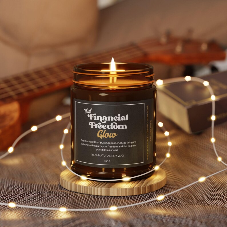 Custom Financial Freedom Candle, Debt Free Gift, Soy Wax image 3