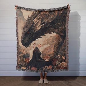 Throne of Glass Inspired Woven Blanket, Manon & Abraxos Tapestry Throw, Cozy Booktok Decor, Bookish Gift for TOG Fandom
