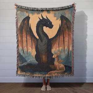 Fourth Wing Book Throw, Tairn Andarna Dragon Blanket, Fantasy Home Decor, Bookish Gift, Woven Tapestry, Made in USA, Cozy Reader Gift