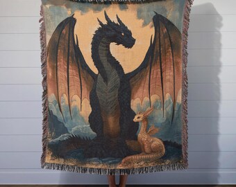Fourth Wing Book Throw, Tairn Andarna Dragon Blanket, Fantasy Home Decor, Bookish Gift, Woven Tapestry, Made in USA, Cozy Reader Gift