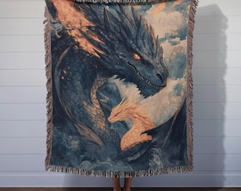 Tairn Andarna Dragon Blanket, Fourth Wing Book Throw, Fantasy Home Decor, Bookish Gift, Woven Tapestry Blanket, Made in USA, Cozy Reader