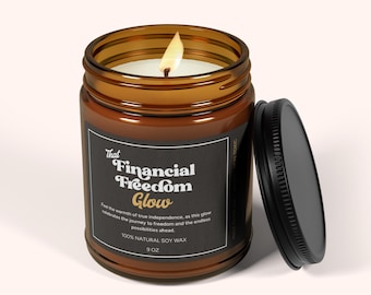 Custom Financial Freedom Candle, Debt Free Gift, Soy Wax