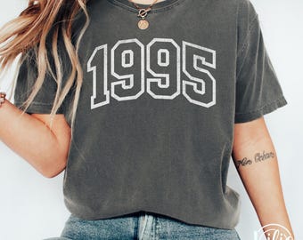Comfort Colors Varsity Birth Year Shirt, 30th Birthday Gift for 1995, Vintage Inspired Tee for Men and Women, Retro 30th Birthday Shirt