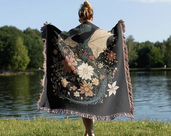 ワイルドフラワー・ワイバーン織りブランケット - ドラゴンコア