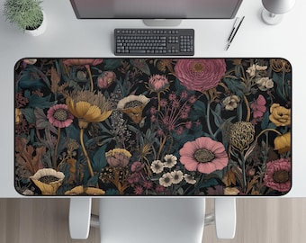 Podkładka na biurko z motywem dzikich kwiatów: styl vintage floral cottagecore