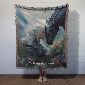 Throne of Glass Inspired Woven Blanket, Manon & Abraxos Tapestry Throw, TOG Fandom Gift, Cozy Booktok Decor for Book Lovers