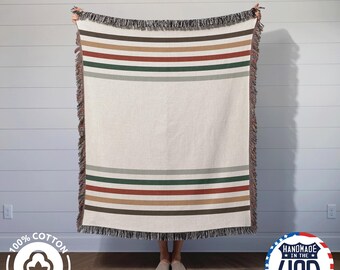 Adirondack Pines Camp Blanket – Rustic Woven Throw with Cabin Vibes & Adventure Aesthetic, 100% Cotton, Made in USA