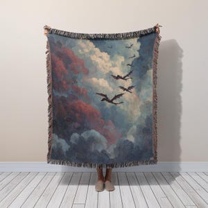 Fantasy Wyverns Woven Blanket, Throne Of Glass Inspired, Manon Blackbeak, Abraxos, Bookish Decor, Cozy Gift For Booktok, Dragon Lovers