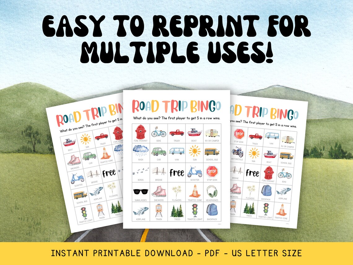 Road Trip Bingo, Printable Bingo Cards, Scavenger Hunt for Kids, Road Trip Activity for Kids ...