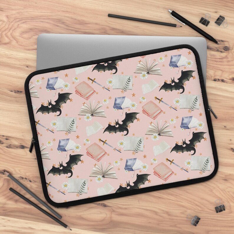 Romantasy Coquette Bookish E-Reader Sleeve - Fantasy Neoprene Laptop Case - Aesthetic Water-Resistant Tablet Cover for Readers & Book Lovers image 2