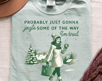 Camiseta gráfica "Probablemente solo sonará la campanilla del camino" – Camiseta navideña retro divertida