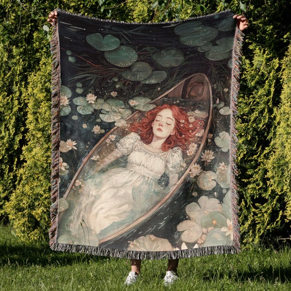Anne of Green Gables Woven Blanket: Lily Maid Tapestry, Pre-Raphaelite Decor