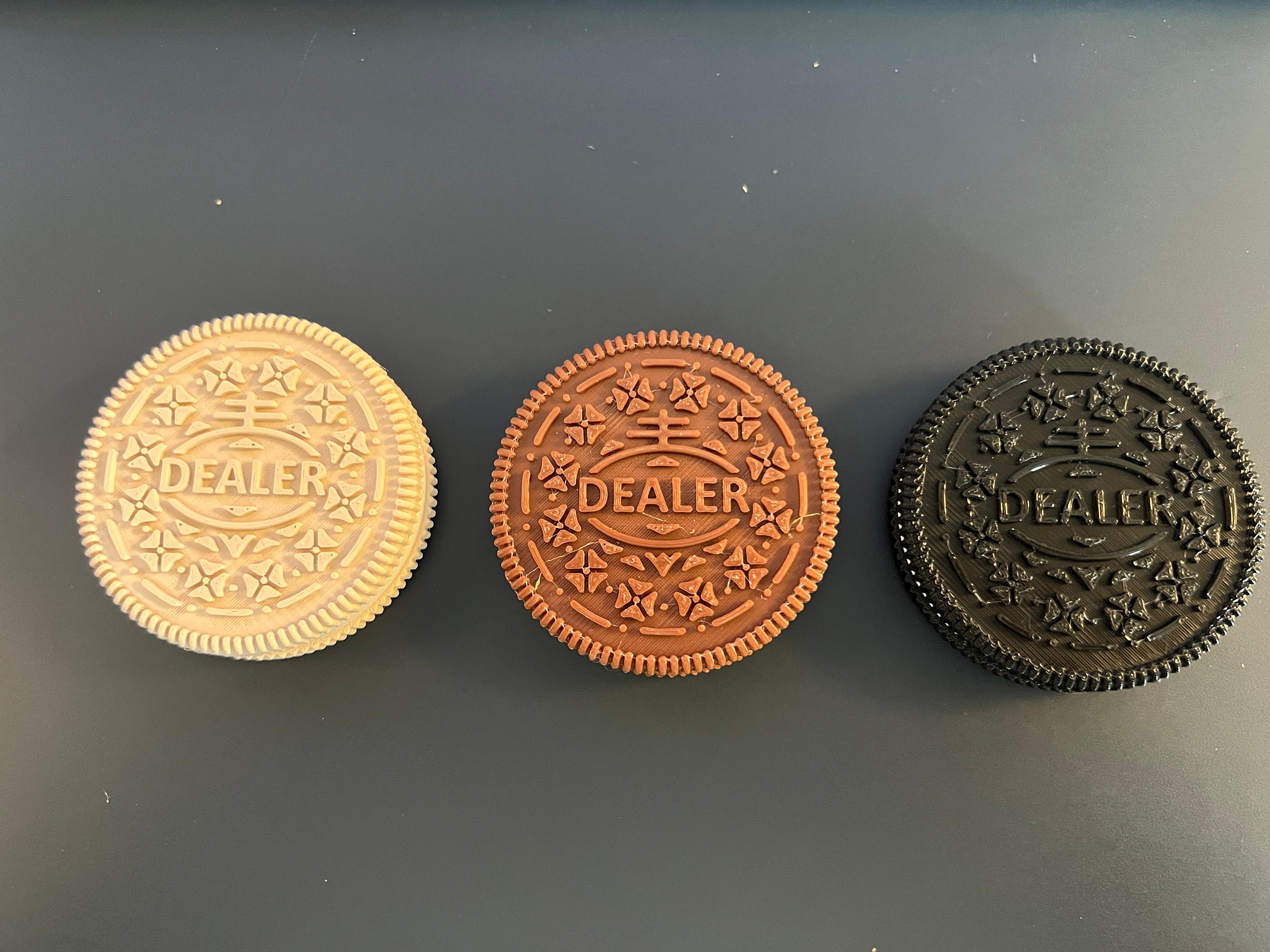 3d printed Poker Deal Button - 60mm size 25g weight Teddy KGB style Rounders
