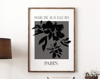 French Flower Market Rhododendron Azalea Wall Art Print, Abstract Black And White Watercolor Flower Home Decor Art Print