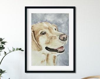 Golden Retriever Giclee Print, Golden Retriever Wall Art Portrait, Dog Art Pet Portrait, Pet Remembrance Portrait, Yellow Lab Wall Art