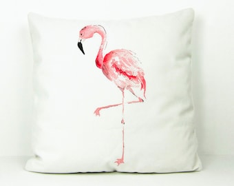 Flamingo Throw Pillow , Flamingo Pillow Cover For Home Decor, Flamingo Accent Pillow, Decorative Pillow, Pink & White Accent Pillow Flamingo