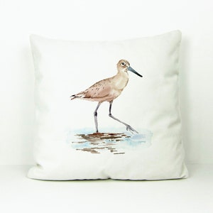 Sandpiper Beach Bird Cotton Linen Decorative Accent Throw Pillow Cover, Decorator Pillow Cover, Designer Accent Throw Pillow Cover image 4