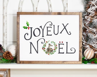 Joyeux Noel Watercolor Art Print For Holiday Home Decor, Merry Christmas Wall Art Print, Joyeux Noel Merry Christmas Watercolor Art Print