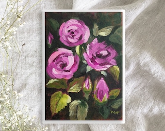 Roses Print From My Original Acrylic Painting, Pink Roses Wall Art Print, Flower Print For Home Decor