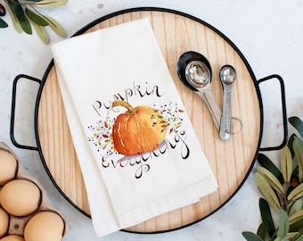 Fall Decorating Tea Towel Pumpkin Everything, Autumn Pumpkin Everything Tea Towel, Kitchen Tea Towel For Fall Decor