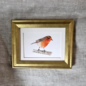 Mini Framed Watercolor English Robin Print, English Robin Giclee Print From My Original Watercolor Painting, Robin Small Bird Framed Print
