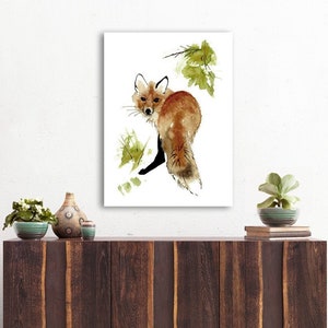 Fox Watercolor Canvas Wrap Wall Art, Gallery Canvas Wrap Fox Art, Woodland Fox Canvas Wrap, Animal Wall Art, Fox Art Print Canvas Wrap